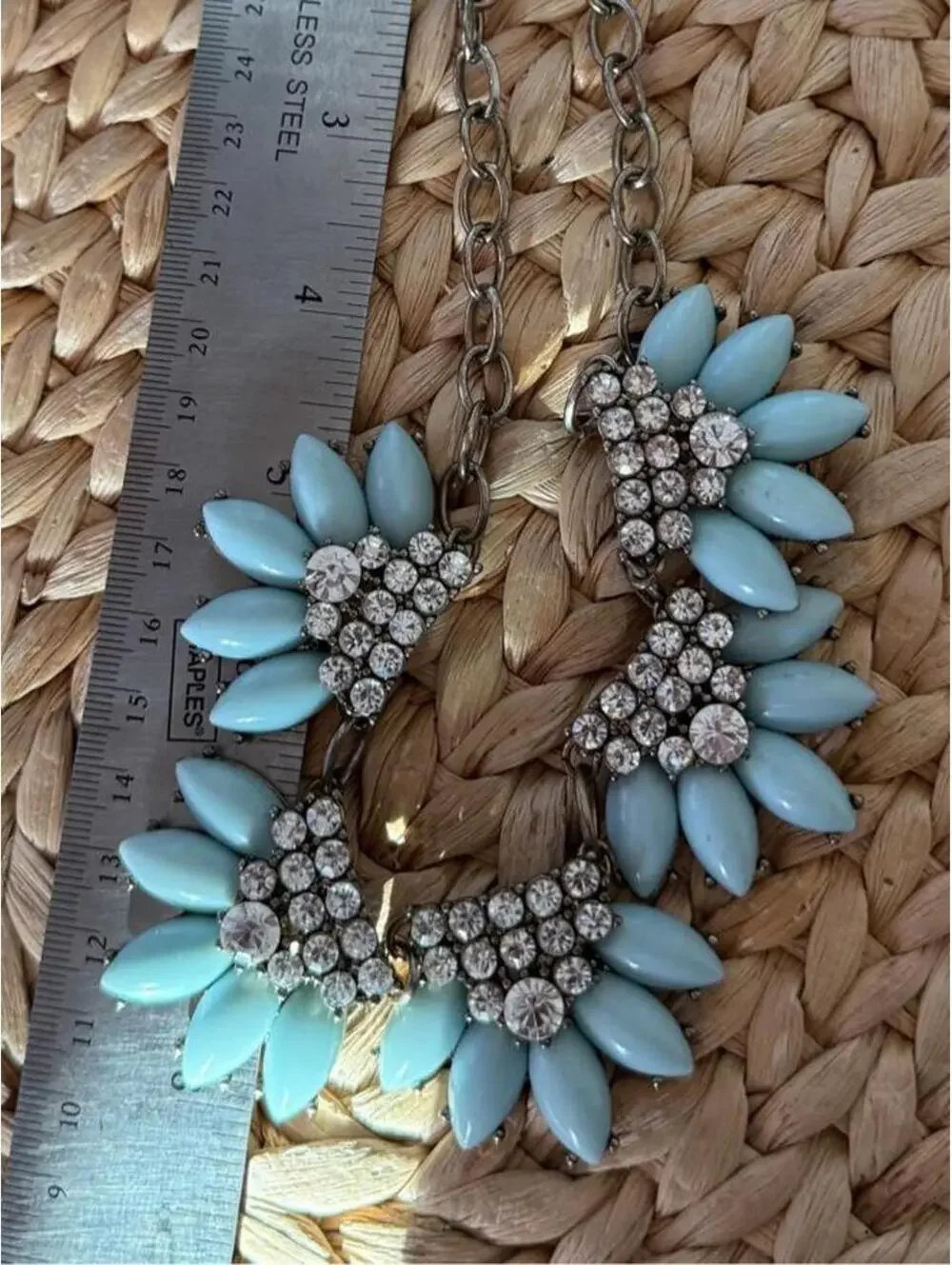 J.Crew Blue Rhinestone Statement Necklace | 2010s